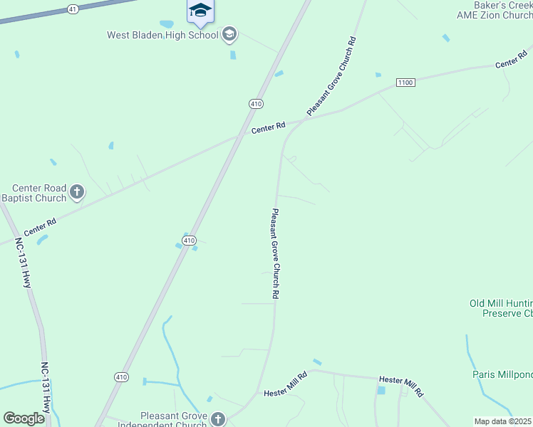 map of restaurants, bars, coffee shops, grocery stores, and more near 1234 Pleasant Grove Church Road in Bladenboro