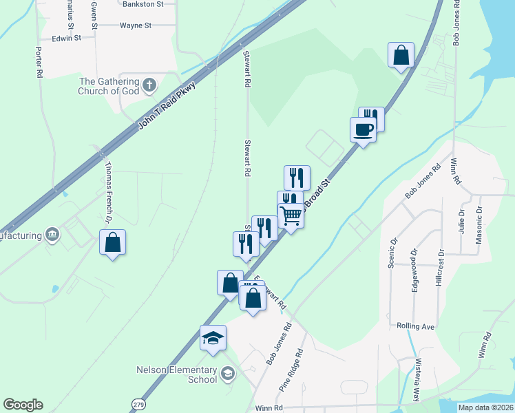 map of restaurants, bars, coffee shops, grocery stores, and more near 3310 South Broad Street in Scottsboro