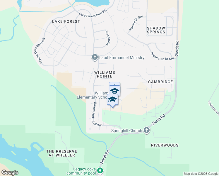 map of restaurants, bars, coffee shops, grocery stores, and more near 107 Pointe Haven Court in Huntsville