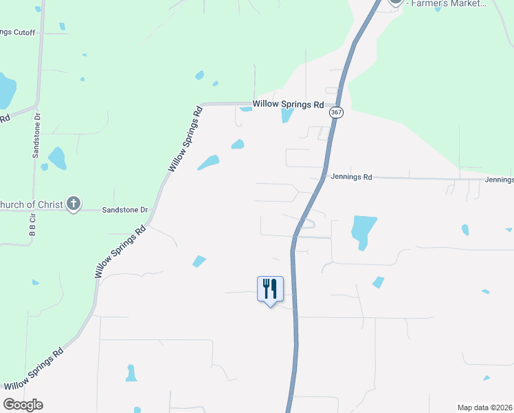 map of restaurants, bars, coffee shops, grocery stores, and more near 3216 Laredo Drive in Little Rock