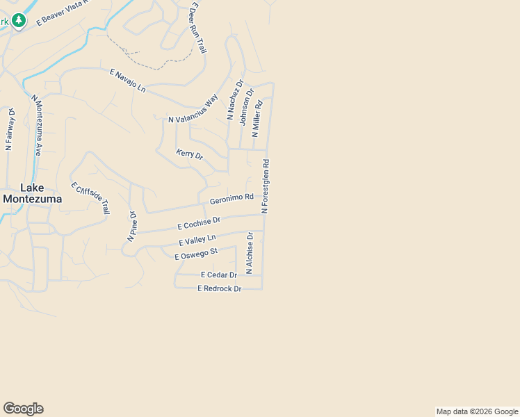 map of restaurants, bars, coffee shops, grocery stores, and more near 4270 North Forestglen Road in Lake Montezuma