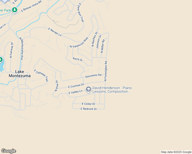 map of restaurants, bars, coffee shops, grocery stores, and more near 4915 East Geronimo Road in Lake Montezuma