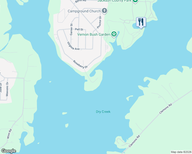 map of restaurants, bars, coffee shops, grocery stores, and more near 2111 Meadow Island Road in Scottsboro