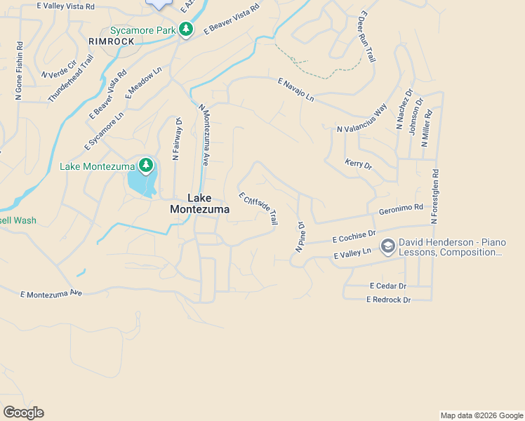 map of restaurants, bars, coffee shops, grocery stores, and more near 4434 East Cliffside Trail in Lake Montezuma