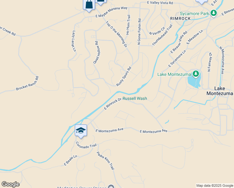map of restaurants, bars, coffee shops, grocery stores, and more near 3375 Rusty Spurs Road in Lake Montezuma