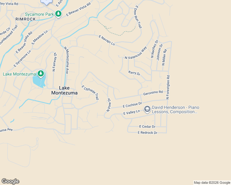 map of restaurants, bars, coffee shops, grocery stores, and more near 4560 E Geronimo Rd in Lake Montezuma