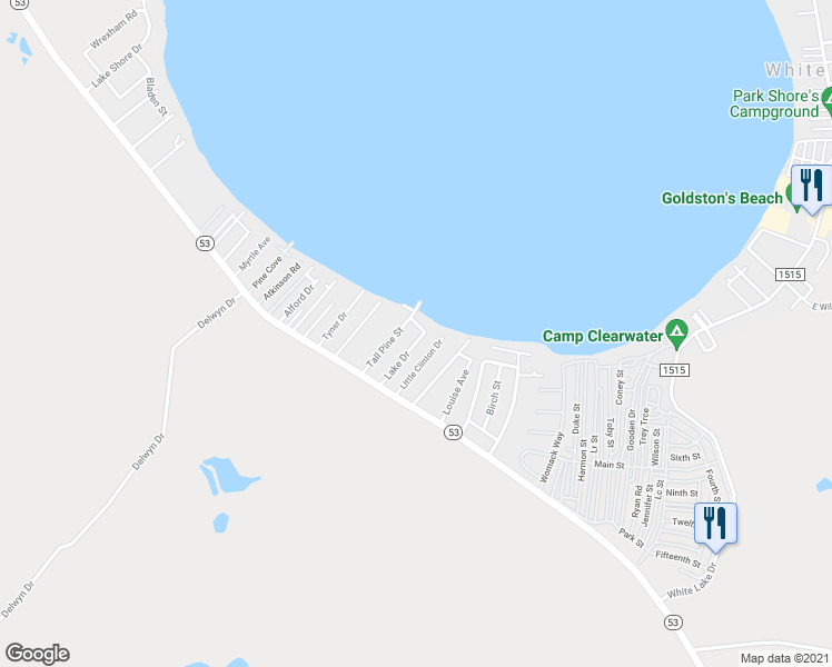 map of restaurants, bars, coffee shops, grocery stores, and more near 309 Lake Drive in Elizabethtown