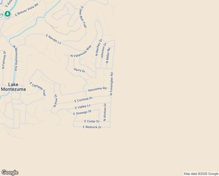 map of restaurants, bars, coffee shops, grocery stores, and more near 4270 North Forestglen Road in Lake Montezuma