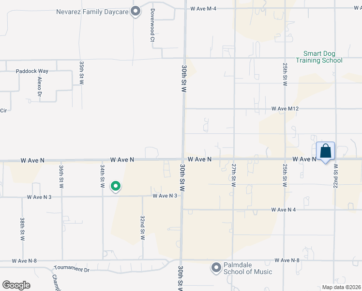 map of restaurants, bars, coffee shops, grocery stores, and more near West Avenue N in Lancaster