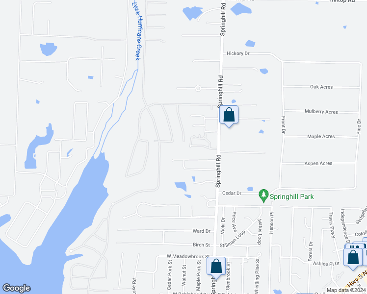 map of restaurants, bars, coffee shops, grocery stores, and more near 7321 Peach Blossom Avenue in Benton