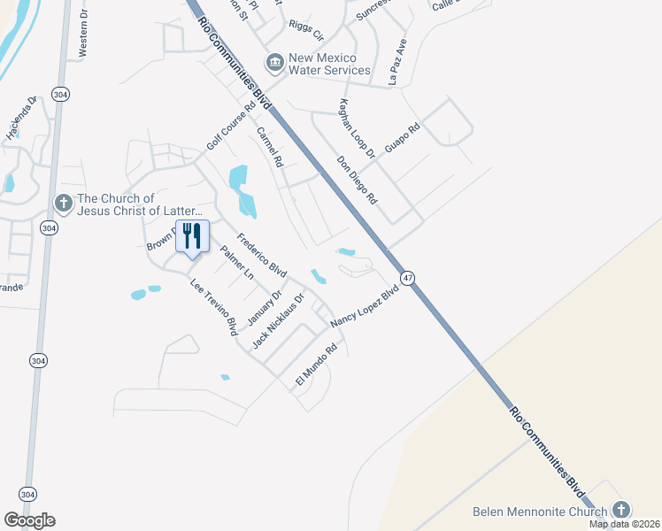 map of restaurants, bars, coffee shops, grocery stores, and more near 2011 Embarcadero Road in Belen