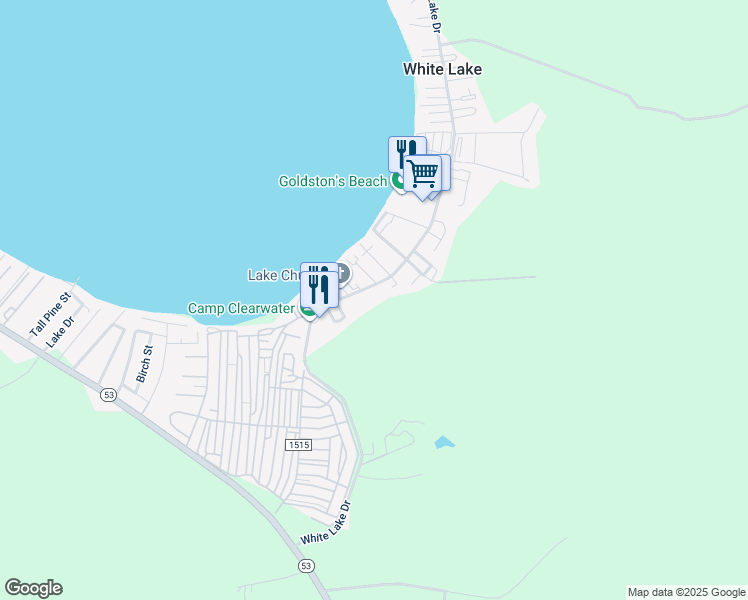 map of restaurants, bars, coffee shops, grocery stores, and more near 1879 White Lake Drive in Elizabethtown