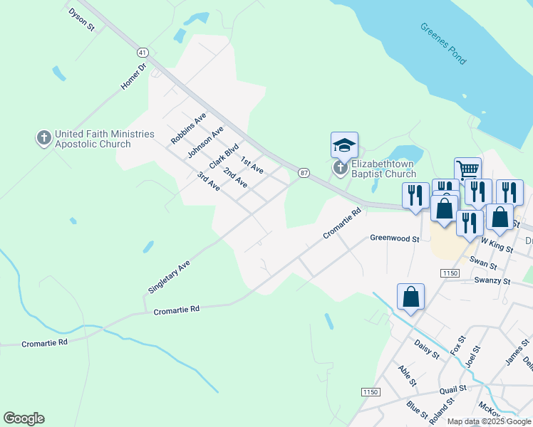 map of restaurants, bars, coffee shops, grocery stores, and more near 271 Singletary Avenue in Elizabethtown