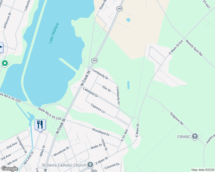 map of restaurants, bars, coffee shops, grocery stores, and more near 114 Elm Street in Bennettsville