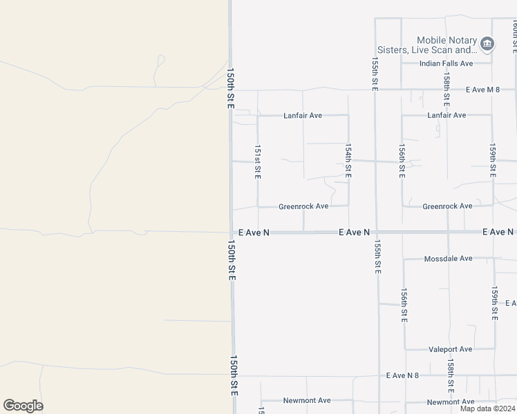map of restaurants, bars, coffee shops, grocery stores, and more near 151st Street East in Lake Los Angeles
