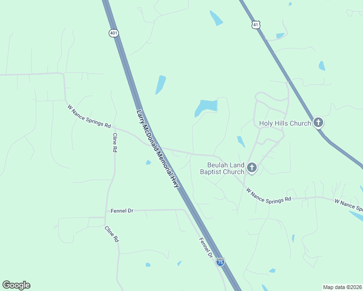 map of restaurants, bars, coffee shops, grocery stores, and more near 402 West Nance Springs Road Southwest in Resaca