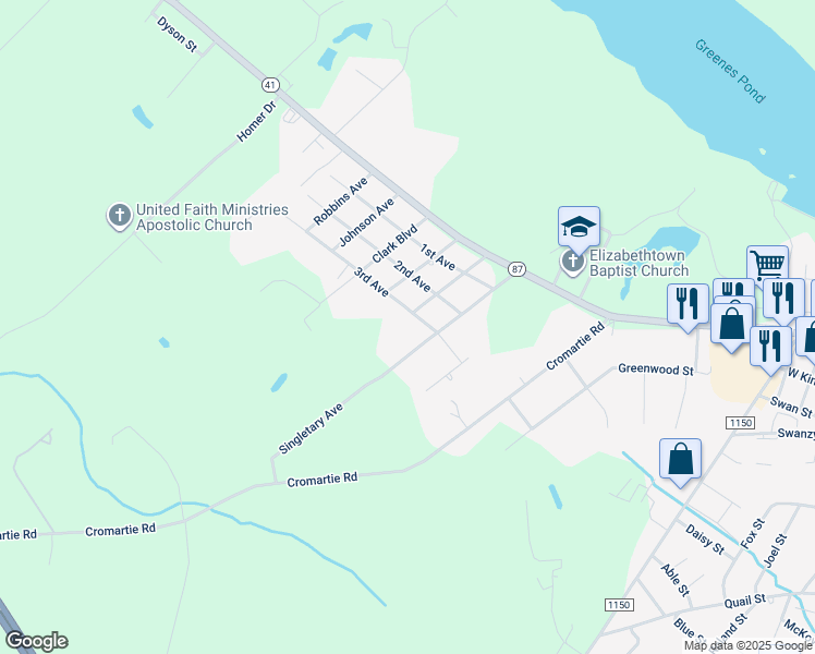 map of restaurants, bars, coffee shops, grocery stores, and more near 2091 3rd Avenue in Elizabethtown