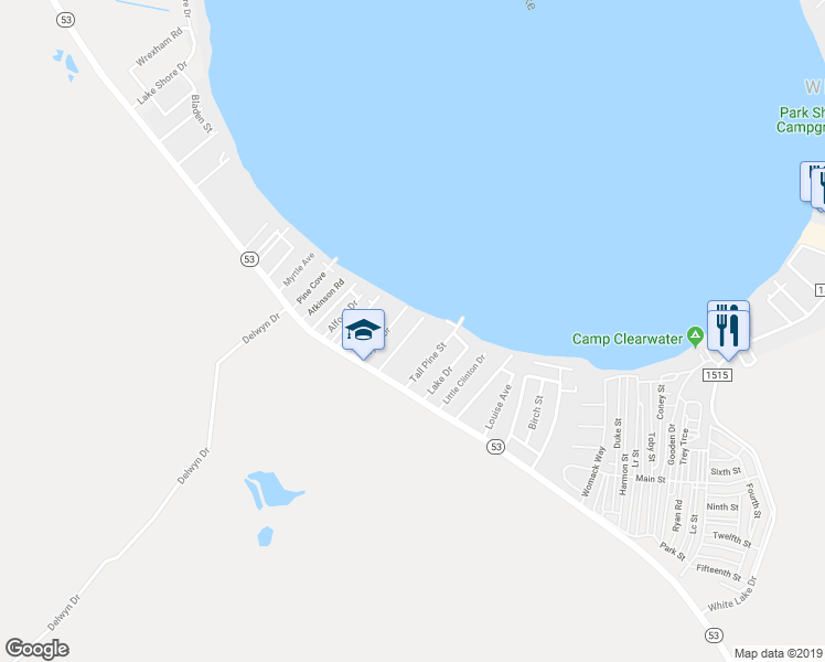 map of restaurants, bars, coffee shops, grocery stores, and more near 309 Lake Place Drive in Elizabethtown