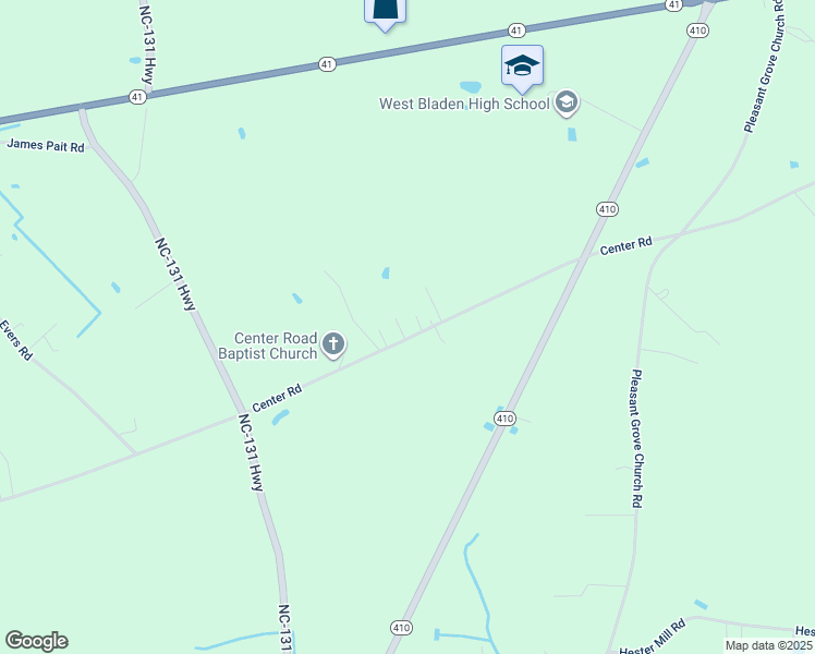 map of restaurants, bars, coffee shops, grocery stores, and more near 2318 Center Road in Bladenboro