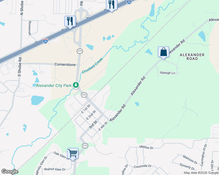map of restaurants, bars, coffee shops, grocery stores, and more near 28 Kelli Place in Alexander