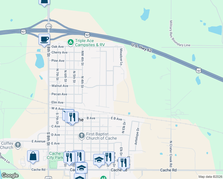 map of restaurants, bars, coffee shops, grocery stores, and more near 402 Northeast Mountain Meadow Drive in Cache