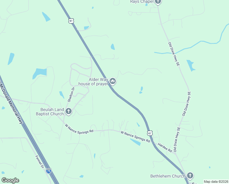 map of restaurants, bars, coffee shops, grocery stores, and more near 4731 South Dixie Highway in Resaca