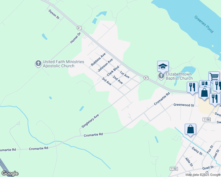 map of restaurants, bars, coffee shops, grocery stores, and more near 2157 3rd Avenue in Elizabethtown