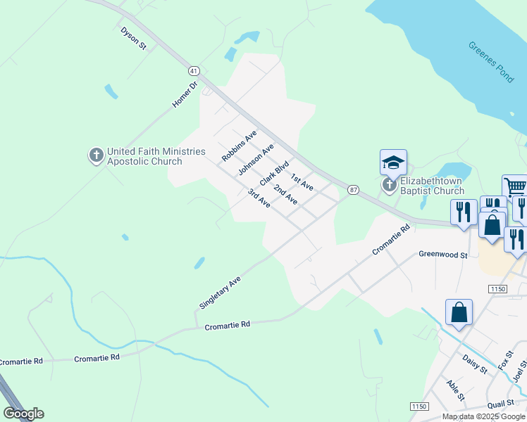 map of restaurants, bars, coffee shops, grocery stores, and more near 2181 3rd Avenue in Elizabethtown