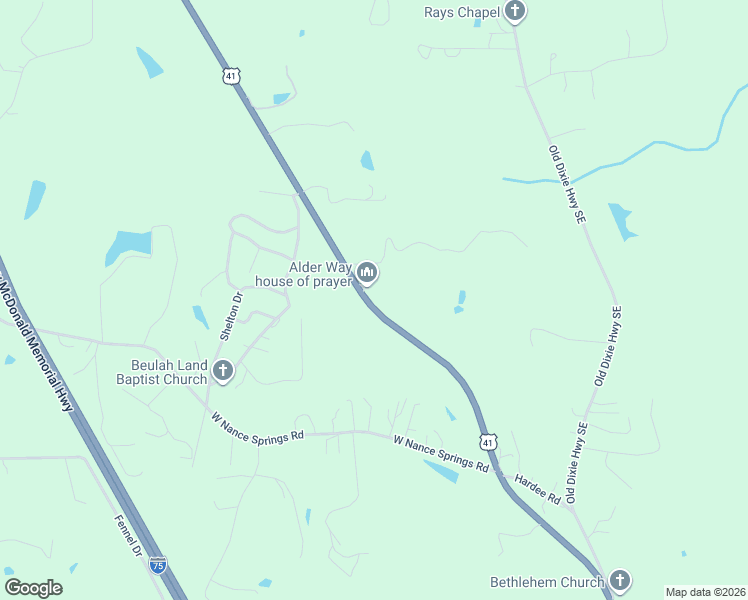 map of restaurants, bars, coffee shops, grocery stores, and more near 4731 South Dixie Highway in Resaca