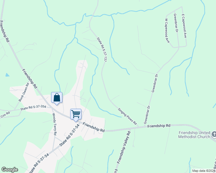 map of restaurants, bars, coffee shops, grocery stores, and more near 575 Singing Pines Road in Seneca