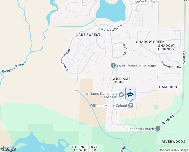 map of restaurants, bars, coffee shops, grocery stores, and more near 396 River Bend Dr SW in Huntsville