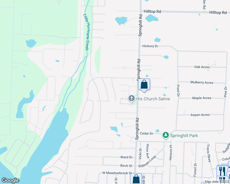 map of restaurants, bars, coffee shops, grocery stores, and more near 7424 Peach Blossom in Benton
