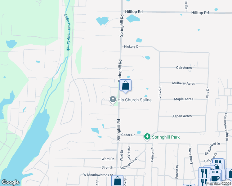 map of restaurants, bars, coffee shops, grocery stores, and more near 5550 Village Loop in Benton