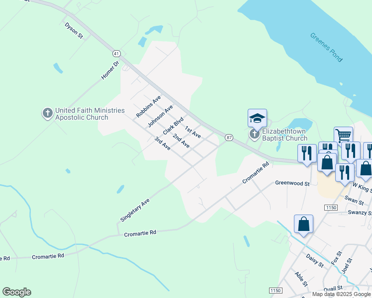 map of restaurants, bars, coffee shops, grocery stores, and more near 2101 2nd Avenue in Elizabethtown