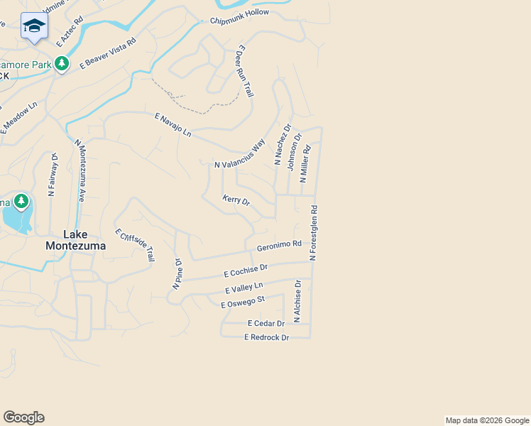 map of restaurants, bars, coffee shops, grocery stores, and more near 4820 Kerry Drive in Lake Montezuma