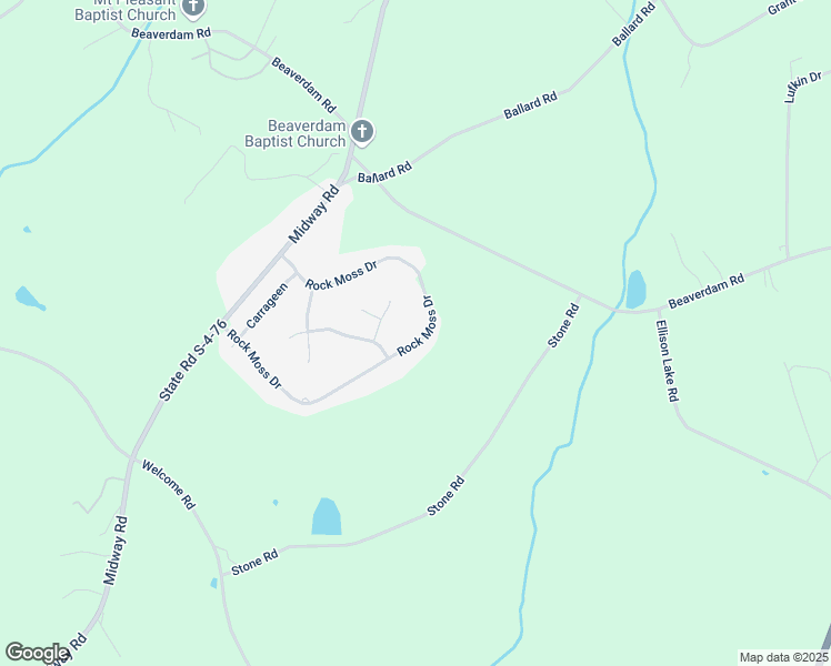 map of restaurants, bars, coffee shops, grocery stores, and more near 151 Rock Moss Drive in Williamston