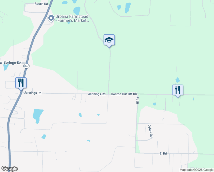 map of restaurants, bars, coffee shops, grocery stores, and more near 12840 Ironton Cut-Off Road in Little Rock