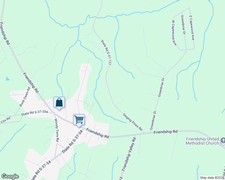 map of restaurants, bars, coffee shops, grocery stores, and more near 575 Singing Pines Road in Seneca