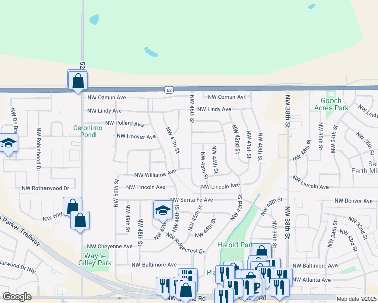 map of restaurants, bars, coffee shops, grocery stores, and more near 2310 Northwest 46th Street in Lawton