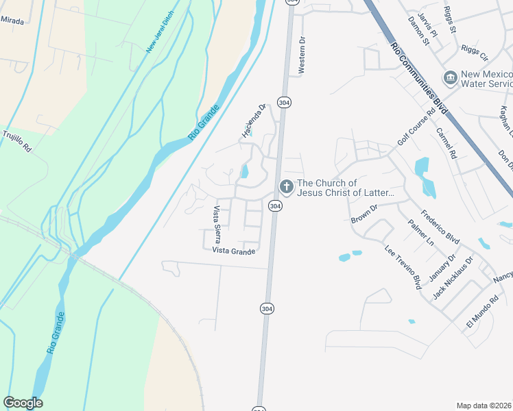 map of restaurants, bars, coffee shops, grocery stores, and more near 103 Vista Sandia in Belen