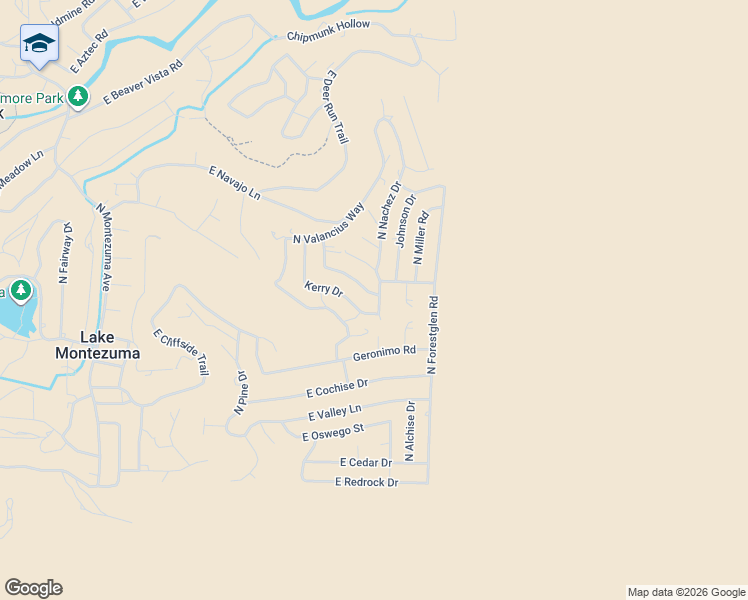 map of restaurants, bars, coffee shops, grocery stores, and more near 4820 Kerry Drive in Lake Montezuma