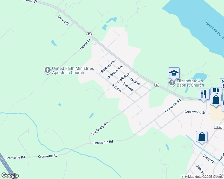 map of restaurants, bars, coffee shops, grocery stores, and more near 2245 3rd Avenue in Elizabethtown