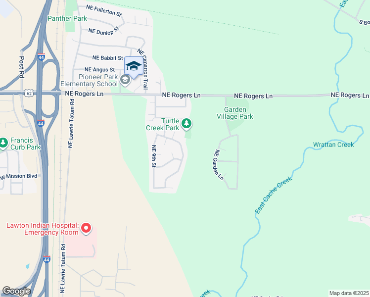 map of restaurants, bars, coffee shops, grocery stores, and more near 2507 Northeast Turtle Creek Drive in Lawton