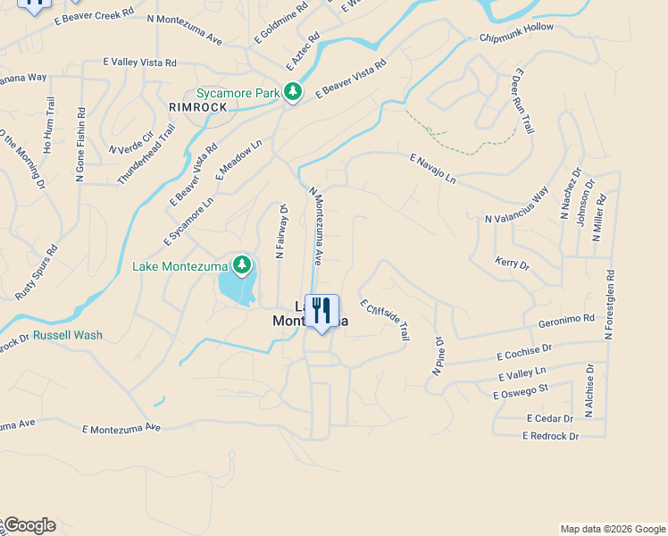 map of restaurants, bars, coffee shops, grocery stores, and more near 4230 Dakota Way in Lake Montezuma