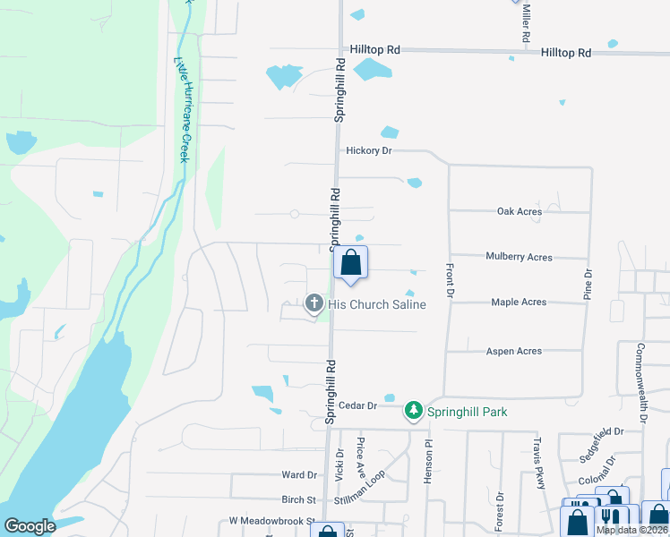 map of restaurants, bars, coffee shops, grocery stores, and more near 5550 Village Loop in Benton