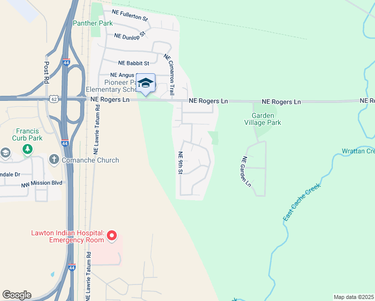 map of restaurants, bars, coffee shops, grocery stores, and more near 2522 Northeast Turtle Creek Drive in Lawton