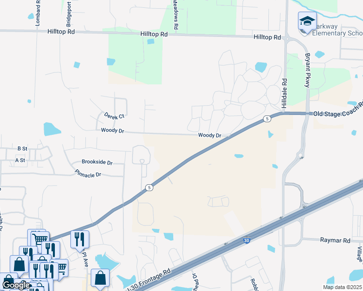 map of restaurants, bars, coffee shops, grocery stores, and more near 6845 Arkansas 5 in Alexander