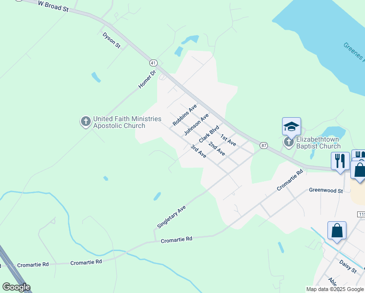 map of restaurants, bars, coffee shops, grocery stores, and more near 2305 3rd Avenue in Elizabethtown