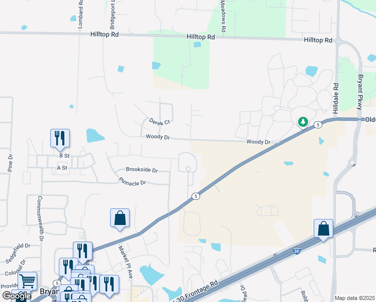map of restaurants, bars, coffee shops, grocery stores, and more near 727 Woody Drive in Alexander