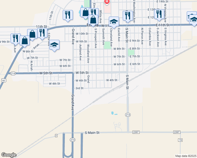 map of restaurants, bars, coffee shops, grocery stores, and more near 401-499 West 5th Street in Friona